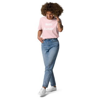 Buy cotton-pink Hello Human Unisex organic cotton t-shirt