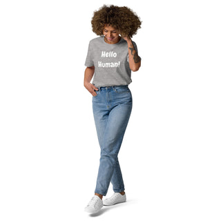 Buy heather-grey Hello Human Unisex organic cotton t-shirt